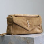 Saint Laurent Calypso Small Suede Shoulder Bag Fawn